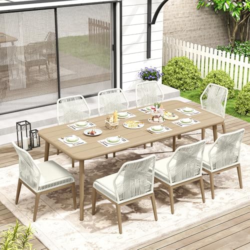 Outdoor Dining Table for 8, Large Rectangular Aluminum Frame Patio Dining Table - Image 3
