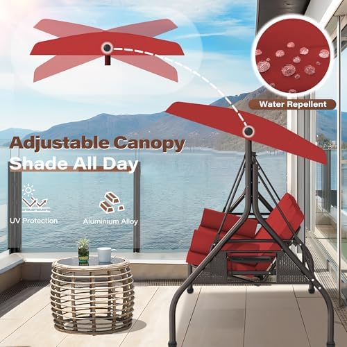 Outdoor 3 in 1 Porch Swing Chair, 3 Seat Patio Swing Glider - Image 5
