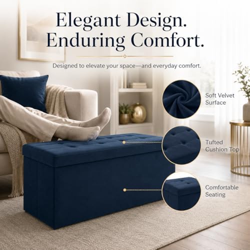 ALASDO 43 Inch Folding Storage Ottoman Bench - Image 2