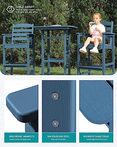 SERWALL 8 Pcs HDPE Bar Height Adirondack Chairs and Bar Table Set - Image 2