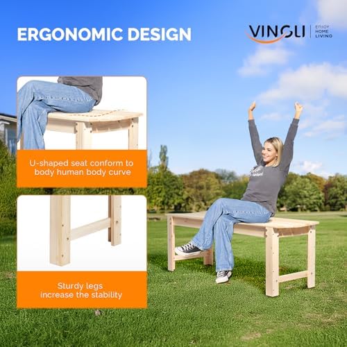 VINGLI Outdoor Wood Bench - Image 5