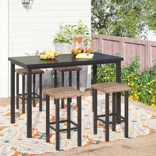 PHI VILLA Outdoor Bar Stools Set of 4, 26”Counter Height - Image 7