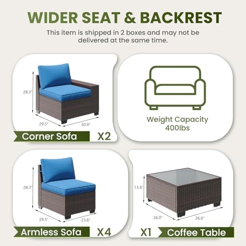 7-Piece Outdoor Patio Furniture Set, 6-Seat All-Weather PE Rattan Wicker Patio - Image 2