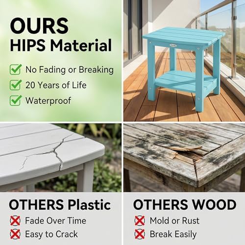 Y&M Outdoor Side Table, HIPS Adirondack Small Double Layer Table, Waterproof - Image 7