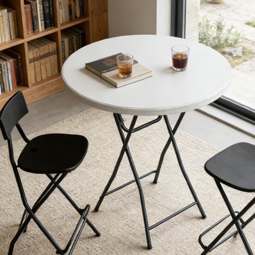 Folding Table, 32 Inch Foldable Cocktail Bar, High Top Round Folding Tables No - Image 2