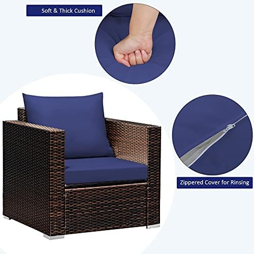 Tangkula 3 Pieces Patio Furniture Set, Outdoor Conversation Rattan Furniture - Image 6