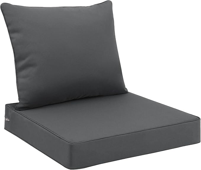 Favoyard Outdoor Seat Cushion Set 19 x 19 Inch Waterproof & Fade Resistant Patio Furniture Cushions with Removable Cover Deep Seat & Back Cushion with Handle and Adjustable Straps for Chair Sofa Couch