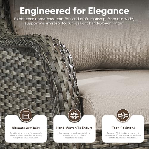 Patio Furniture Set with Fire Pit Table, Outdoor Swivel Rocker Patio Chairs - Image 6