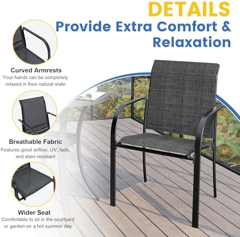 VICLLAX Patio Dining Set for 6, 7 Pieces Outdoor Furniture Set- 47" Round Patio - Image 4