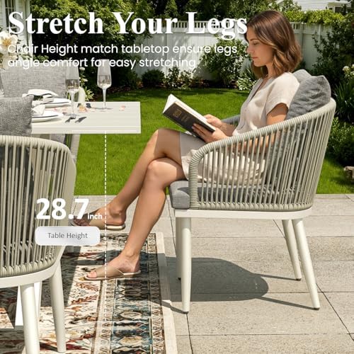 7 Pieces Outdoor Patio Dining Set, Aluminium Rectangular Dining Table and - Image 5