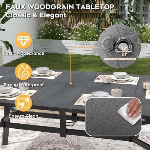 Outdoor Dining Set for 6, Heavy Duty 63”x37.8” Metal Dining Table and Stackable - Image 4