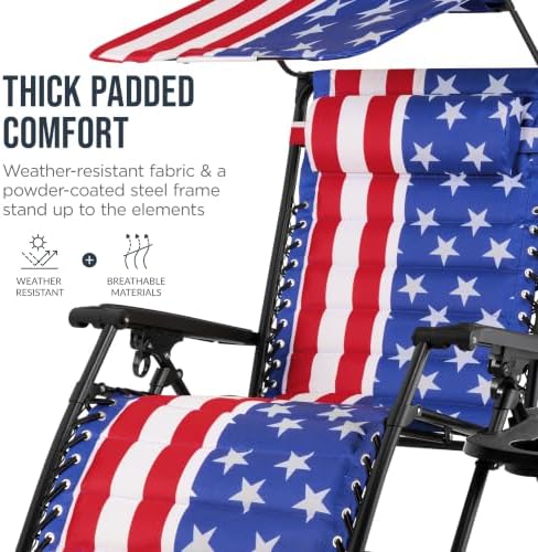 Best Choice Products Oversized Padded Zero Gravity Chair Recliner w/ Canopy - Image 6