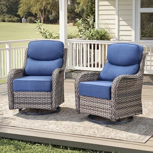 Luxury Wicker Patio Furniture Set-High Back Outdoor Swivel Chairs Set of 2 by JelwalyPatioFurnitureSet