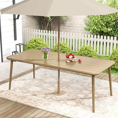 Outdoor Dining Table for 8, Large Rectangular Aluminum Frame Patio Dining Table - Image 7
