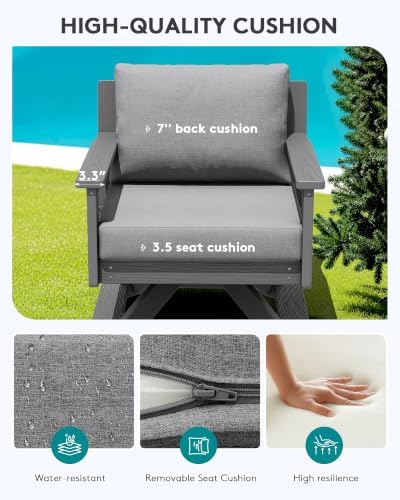 SERWALL Outdoor Swivel Chair, Oversized Patio Sofa Chair - Image 4
