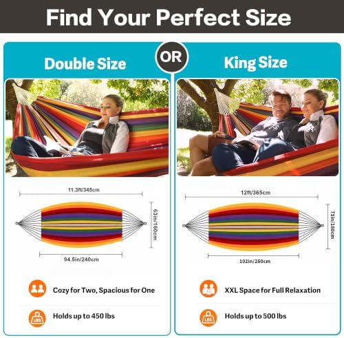 Brazilian Double Hammock with Tree Straps, King Size, 500 lbs Capacity - Image 5