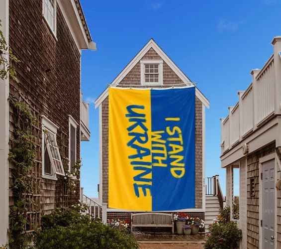 I Stand with Ukraine Flag Extra Large Flag 12x18FT Giant Ukrainian National Polyester Banner With 5 Grommets Fade Resistant Vivid Color For Patriotic Festival Events Party Decoration