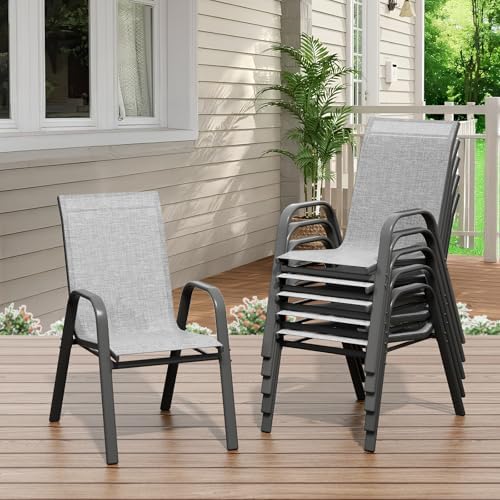 Garvee Patio Chairs Set of 6, Stackable Chairs - Image 7
