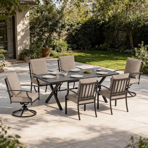 7 PCS Outdoor Patio Dining Set, Patio Table and Chairs Metal Outdoor Patio by RTDTD