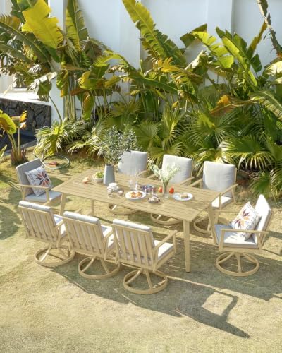 9 Pcs Aluminum Outdoor Dining Set, 8 Swivel Chairs & Rectangle Table - Image 2