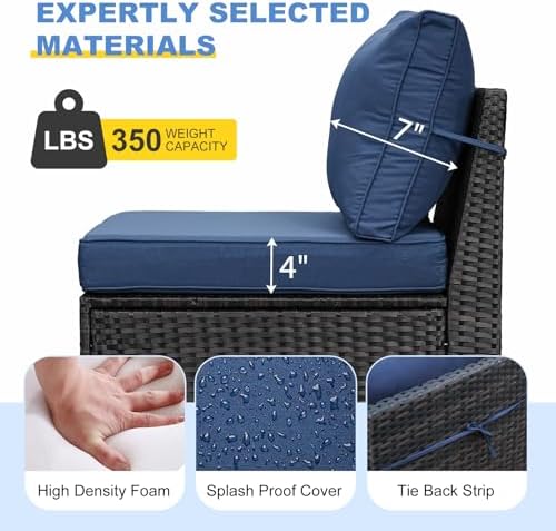 6 Pieces Patio Furniture Set, Outdoor Couch Sofa - Image 3