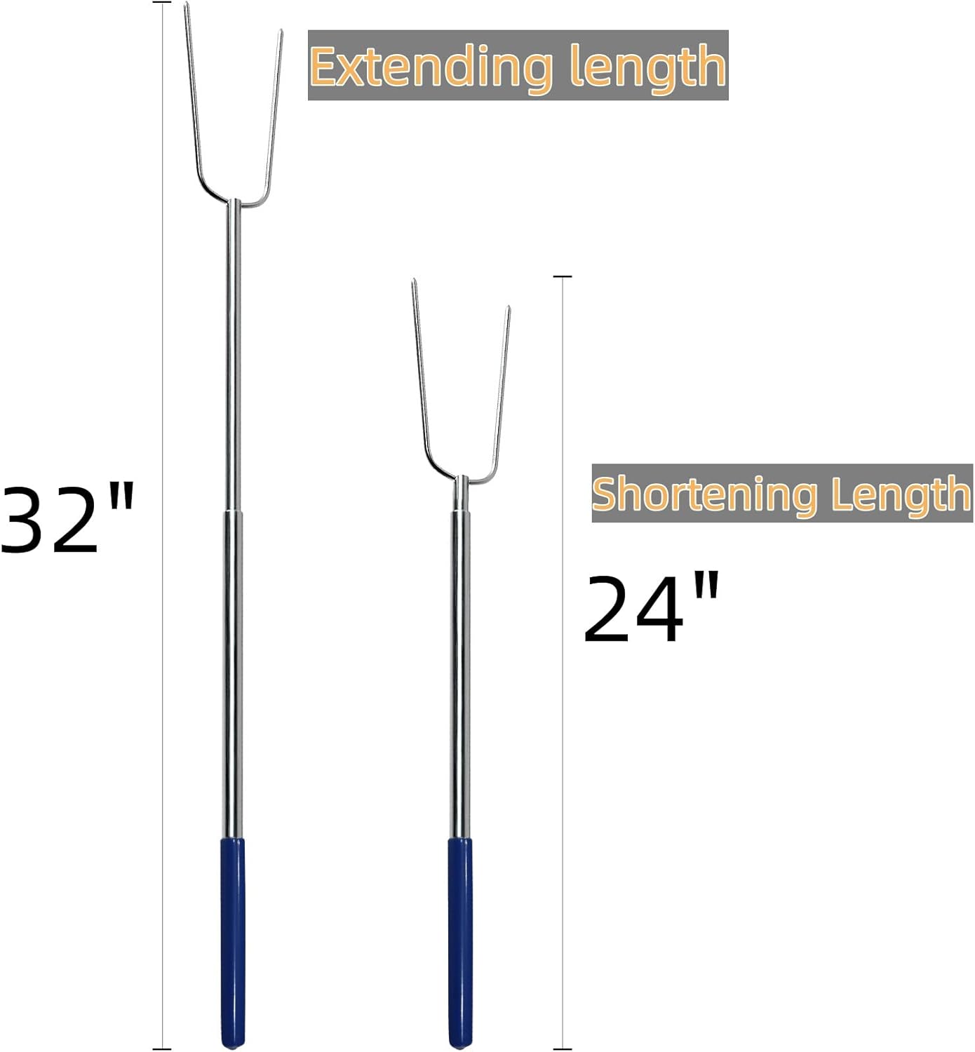 32" Heavy Duty Hot Dog Roasting Sticks for Campfire, Smores Sticks for Fire Pit Long, Marshmallows Skewers (6 Pack)