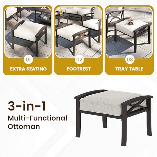 FansaFurn Outdoor Ottoman Set of 2, Additional Seating, Side Table - Image 3