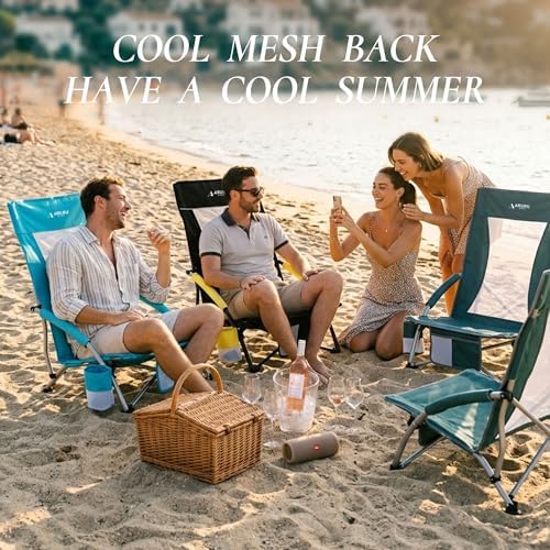 Low Beach Chairs for Adults High Back, Folding Portable Sling Beach Camping - Image 6