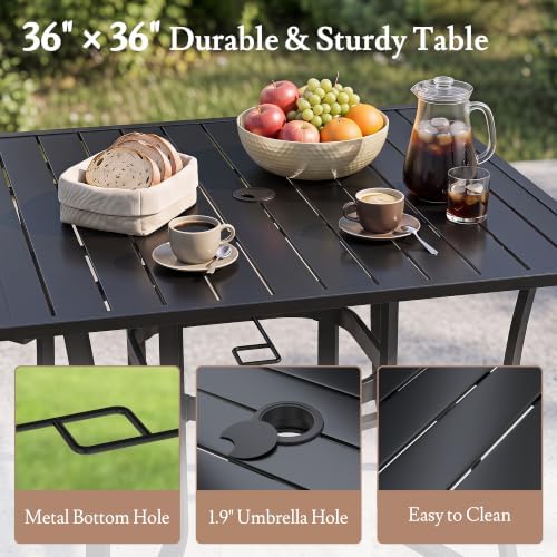 Patio Table and Chairs Set, Outdoor Table and Chairs, Padded Brown - Image 4