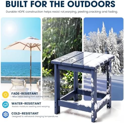 Patio Side Table, Heavy Duty HDPE Outdoor End Table - Image 4