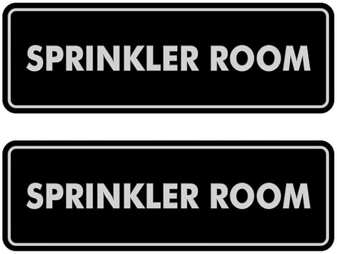 Signs ByLITA Standard Sprinkler Room Sign (Black/Silver) - Large 2 Pack