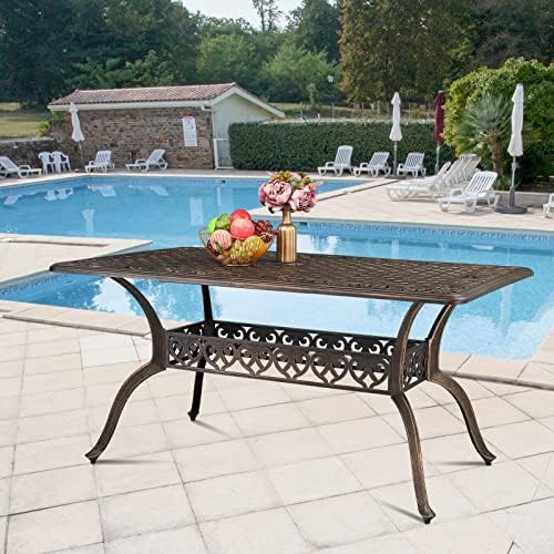 VINGLI 6-Person Outdoor Dining Table, Cast Aluminum Patio Dining Table - Image 7