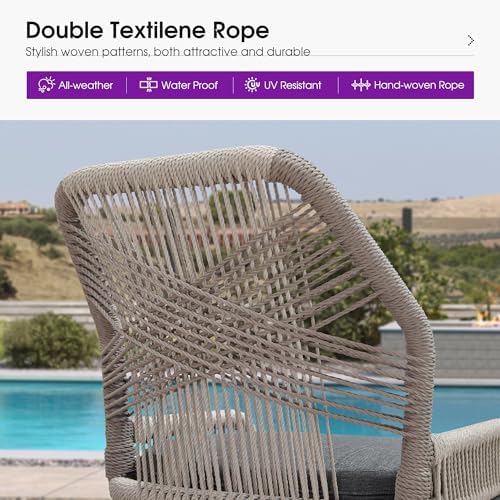 PURPLE LEAF Patio Bar Stool Set of 4 Aluminum Outdoor Rattan Barstools Grey - Image 5