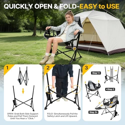 Hammock Camping Chair with Footrest, 500lbs Folding Rocking Chairs - Image 6