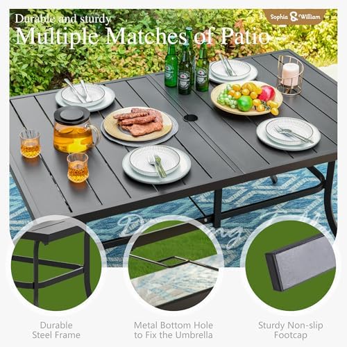 Sophia & William 7-Piece Patio Dining Set, Metal Table, PE Wicker Chairs - Image 3