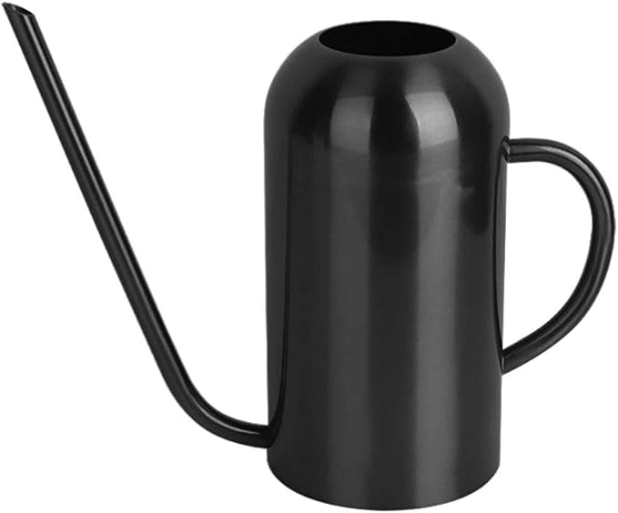 Watering Can Indoor Plants, 50 oz/1500 ml Metal Stainless Steel Watering Can Pot with Long Spout for Indoor House Plants Bonsai Outdoor Garden Flower Decorative(Copper) (Black)