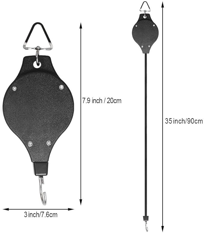 4 Pack Plant Hook Pulley, Retractable Plant Hanger Easy Reach Hanging Flower Basket for Garden Baskets Pots and Birds Feeder Hang High up and Pull Down to Water Or Feed