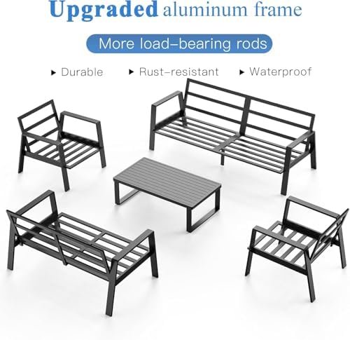 Aluminum Outdoor Patio Furniture Set, 5 Piece Sectional Coversation Sets - Image 3