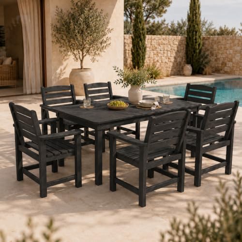 7 Pcs Outdoor Patio Dining Set, HDPE Table & Chairs - Image 4