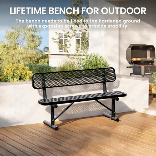 6 Feet Heavy Duty Metal Park Bench - Image 5