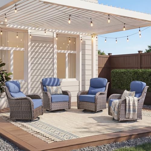 Luxury Outdoor Swivel Rocker Patio Chairs-4 Pieces High Back Swivel Rocker by JelwalyPatioFurnitureSet