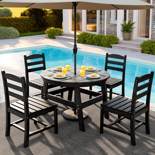 Patio Dining Set, 5-Piece HDPE Outdoor Dining Set - Image 4