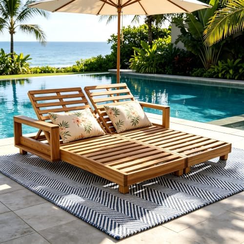 Christopher Knight Home Mari Acacia Wood Chaise Lounge Chair Outdoor, Spacious - Image 4
