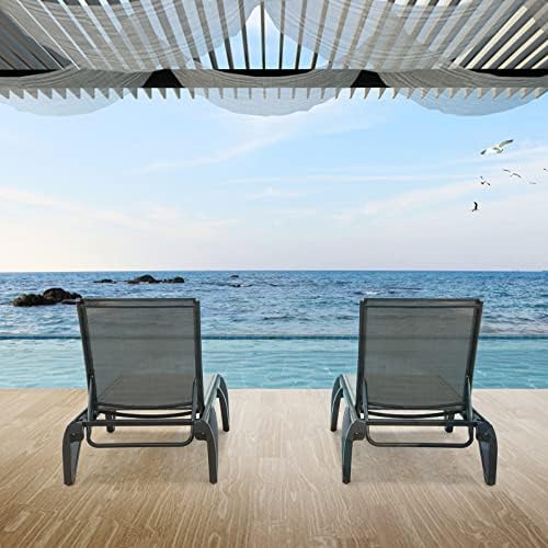 Domi Pool Lounge Chairs, Aluminum Patio Chaise Lounge Set of 2, 5 Position - Image 4