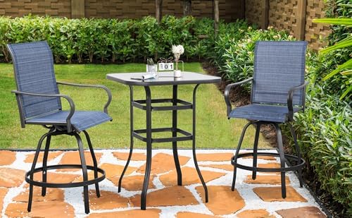 Shintenchi 3PC High Top Patio Table and Chairs, Outdoor Bar Stools Set - Image 6