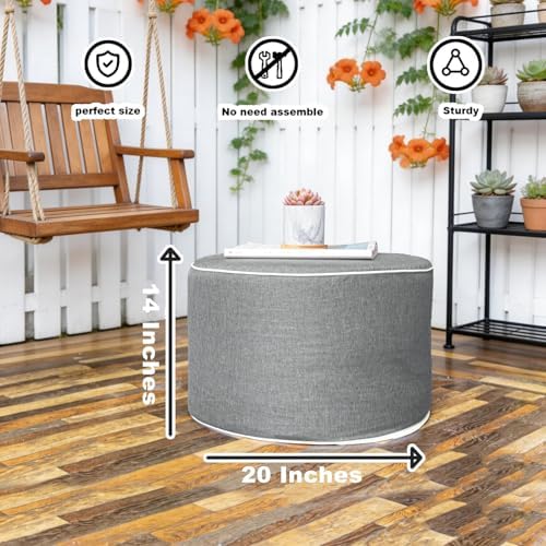 Patio Outdoor Ottoman, Round Pouf Footstool - Image 2