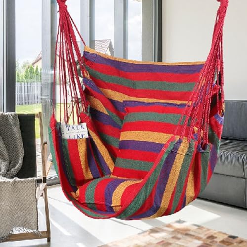 Goutime Hammock Chair, Boho Hanging Rope Ceiling Swing, Macrame Hanging - Image 5