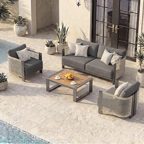 Luxury Patio Furniture Set, 4-Piece Curved Outdoor Furnitrue Set by Vexwalx