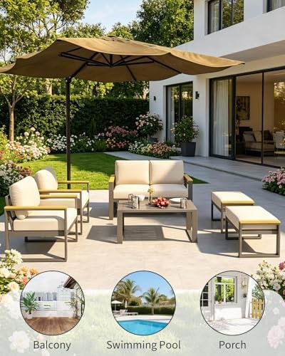 Aluminum Patio Ottoman Set of 2 - Image 7