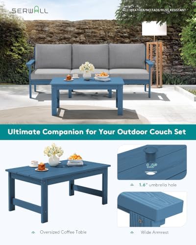 SERWALL HDPE Outdoor Patio Furniture Set Outdoor Couch - Image 5